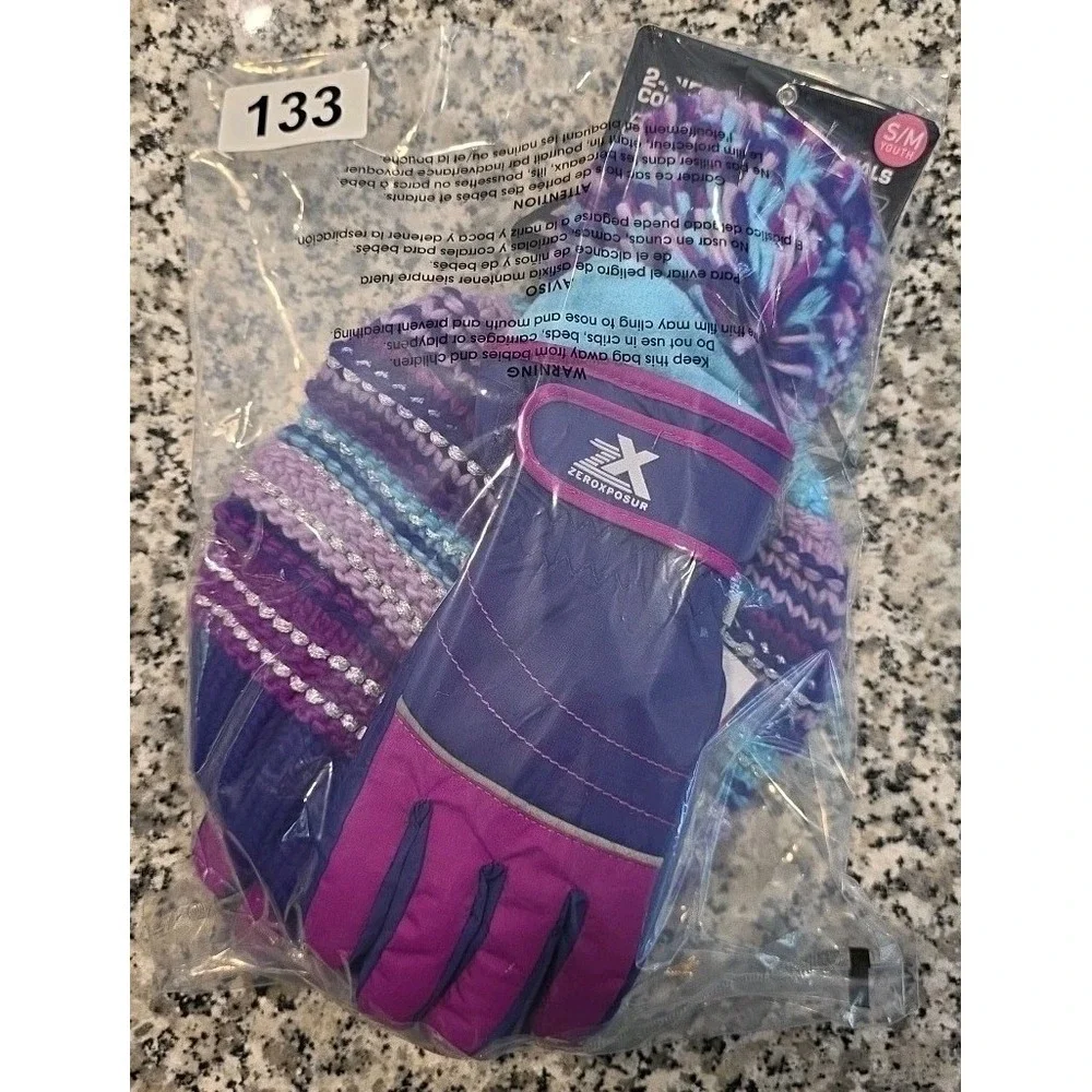 NEW ZeroXposur Purple Youth‎ Girl Hat/Glove Set SIZE S/M